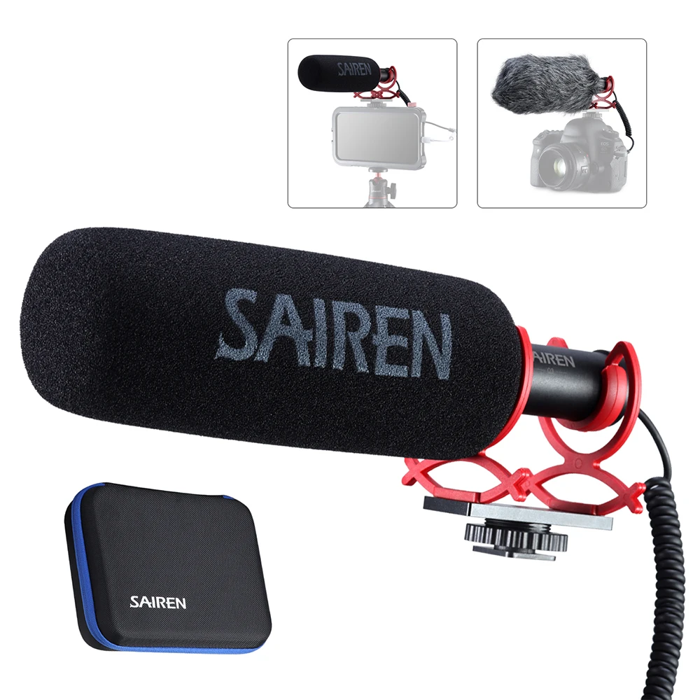 

Конденсаторный мини-микрофон для интервью, микрофон 3,5 мм, подключи и работай, для смартфонов iPhone, DSLR-камер с сумкой и противоударным ветровы...