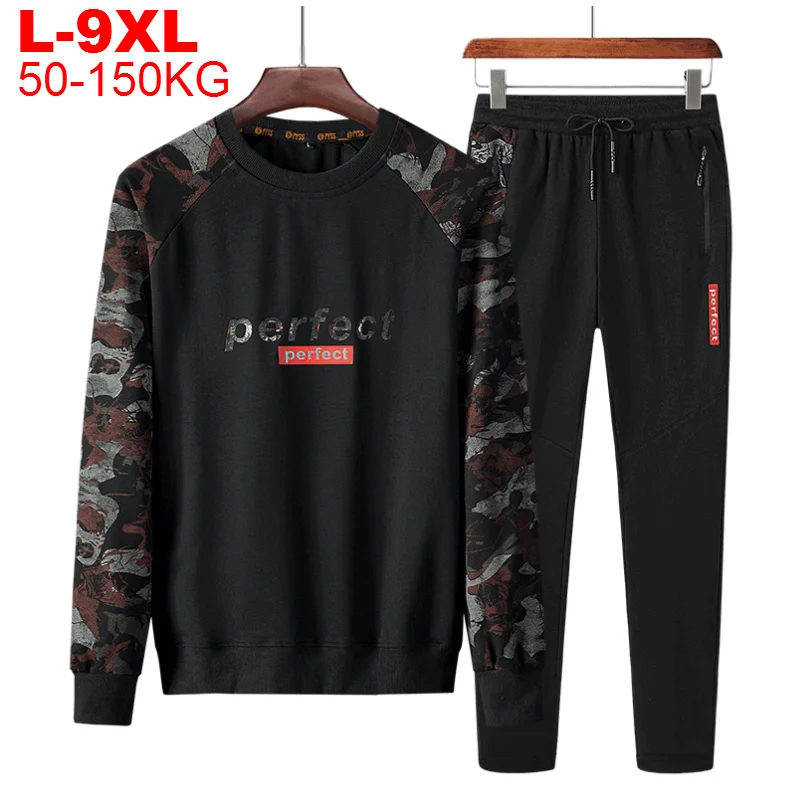 

Plus Size 9xl 8xl 7xl 6xl 5xl Men Camouflage Sports Suit Men's Tracksuit Camo 2 Pieces Sweatsuit Male Sweatshirt Sweatpants Set