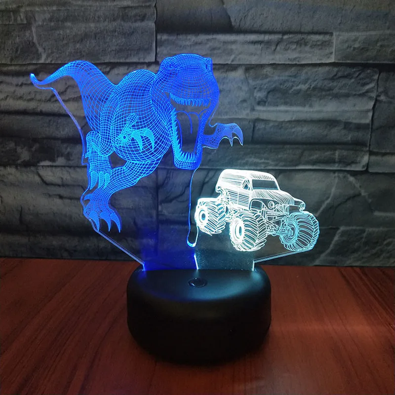 

Ночной 3D светильник в виде динозавра и автомобиля, домашний декор, USB, сенсорная настольная лампа, 7 цветов, меняющий цвет, декоративсветильн...