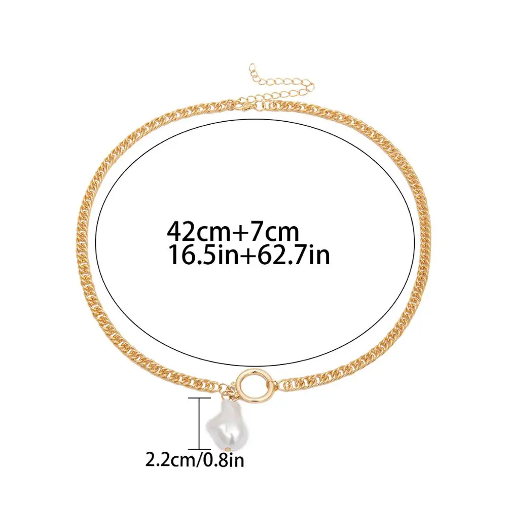 

SHIXIN Simple Baroque Pearl Necklace for Women Fashion Gold Color Long Chain Necklace Female Decoration on the Neck Jewelry 2020