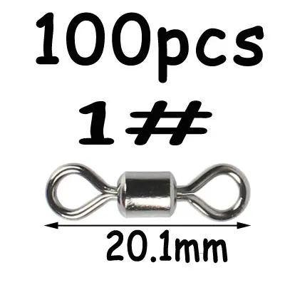 100pcs size 1 100 шт. черный 8 Форма Вращающийся шарнир для рыбалки поворотный крюк с защелкой соединитель двойное твердое кольцо рыболовный аксессуар Клеммная Снасть - Цвет: 100pcs size 1