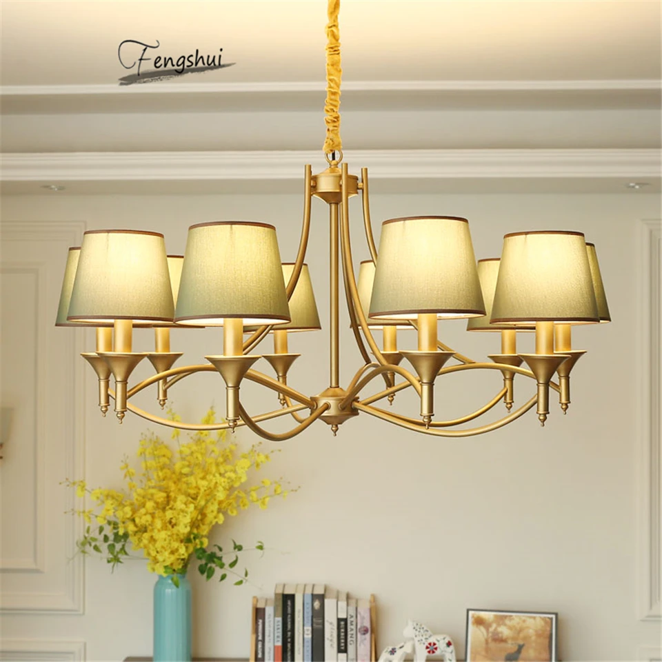 Nordic Роскошная ткань светодиодный Современные Люстры Ретро Железный подвесной светильник Гостиная Спальня Лофт домашний декор люстры