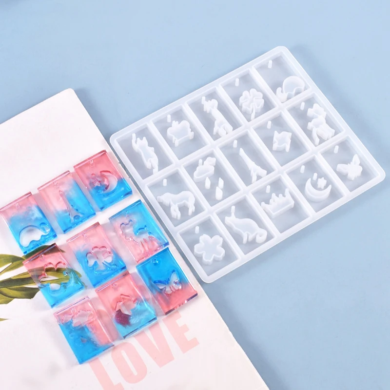 

Хит продаж, прозрачная эпоксидная форма «сделай сам», зеркальная прозрачная полностраничная политая подвеска, ювелирные изделия, силиконо...