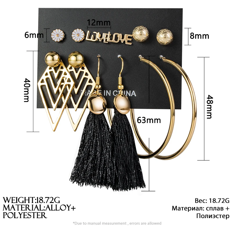 

New Women's Earrings Set Tassel Pearl Acrylic Earrings For Women Bohemian Fashion Jewelry 2020 Geometric kolczyki Hoop Earings