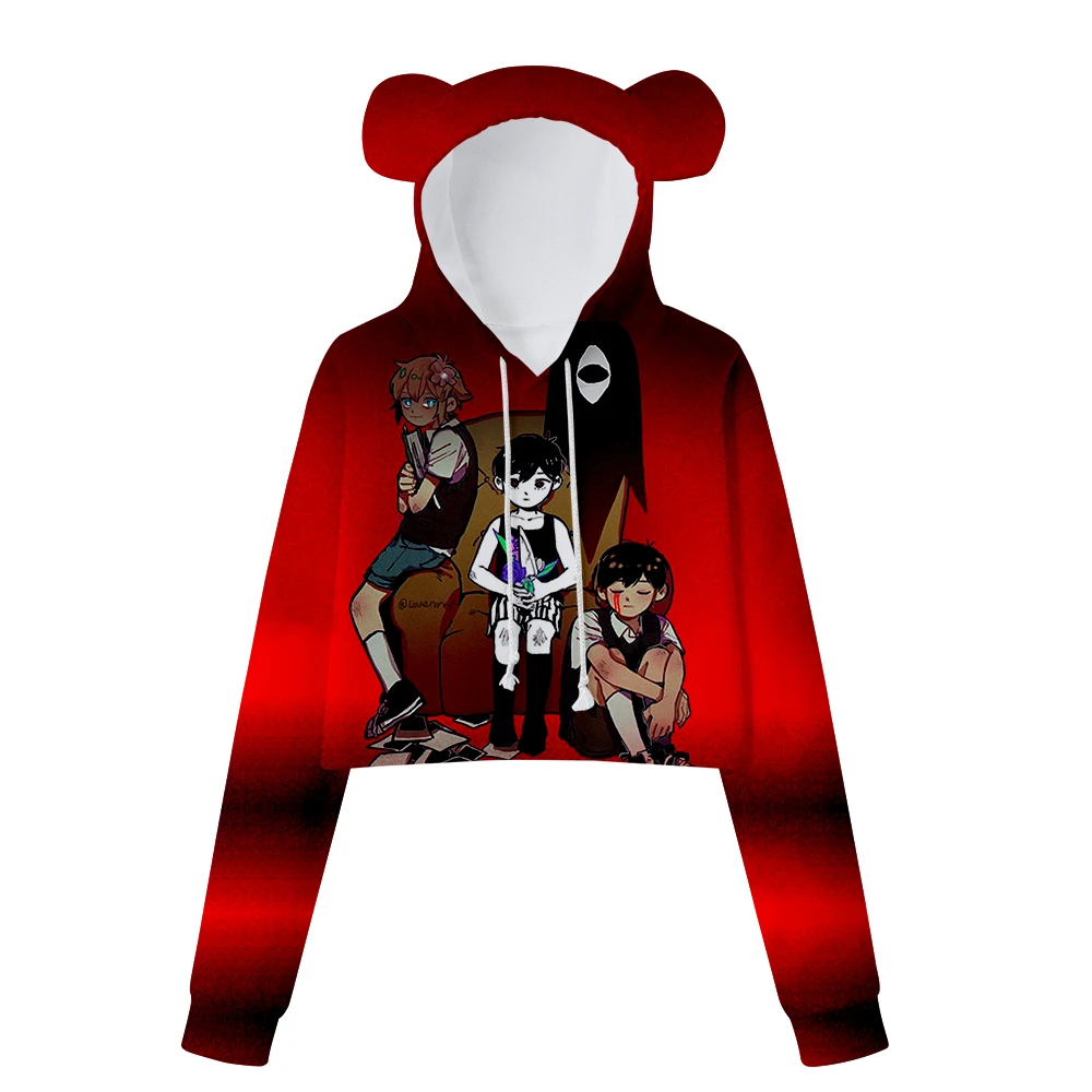 

WAMNI Omori Bear Ear Hoodie Sweatshirt Fashion Streetshirt Girls Bear Ear Hoody Sweatshirts Pullover Simple Womens Tops 2021 New