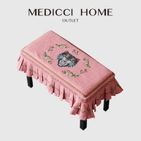 medicci home piano chair cover ruffled gg style pink cat printed handmade luxury dust proof piano protector cover with tassels