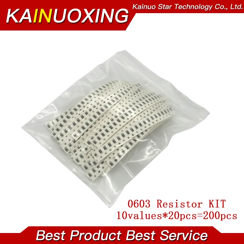 200 шт. 1% 0603 Резисторы SMD Ассорти DIY комплект 10 valueX20pcs = 1R00 R820 R750 R620 R500 R470 R330 R220 R150 R100 |