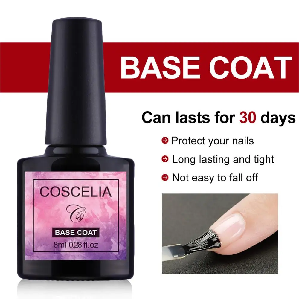 Топовое и Базовое покрытие COSCELIA УФ Гель лак отмачиваемый укрепляющий 8 мл