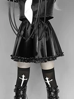 japanese harajuku y2k skirt pu shiny black punk hot girl gothic mini skirts short skirt