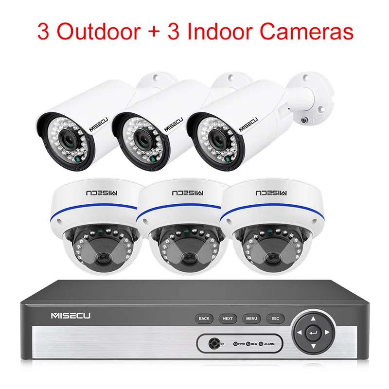 1 NVR 3OUT 3 IN CAM MISECU 8CH 1080P POE NVR комплект безопасности CCTV система наружная внутренняя аудио запись ip-камера Водонепроницаемый P2P комплект видеонаблюдения - Цвет: 1 NVR 3OUT 3 IN CAM