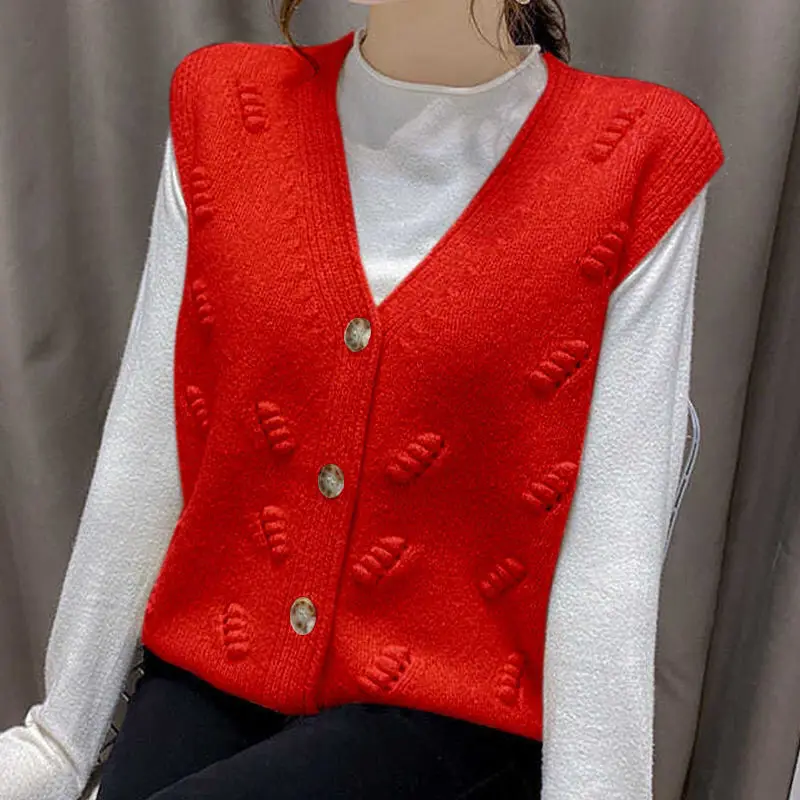 

Autumn autumn 2021 new style Korean ladies sweater knitted vest women's vest autumn and winter loose outer wear jacket