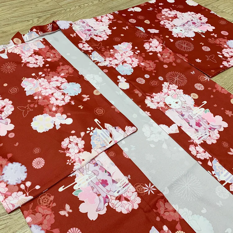 Кимоно с цветочным принтом модный Традиционный Японский хаори Топ для кавайных