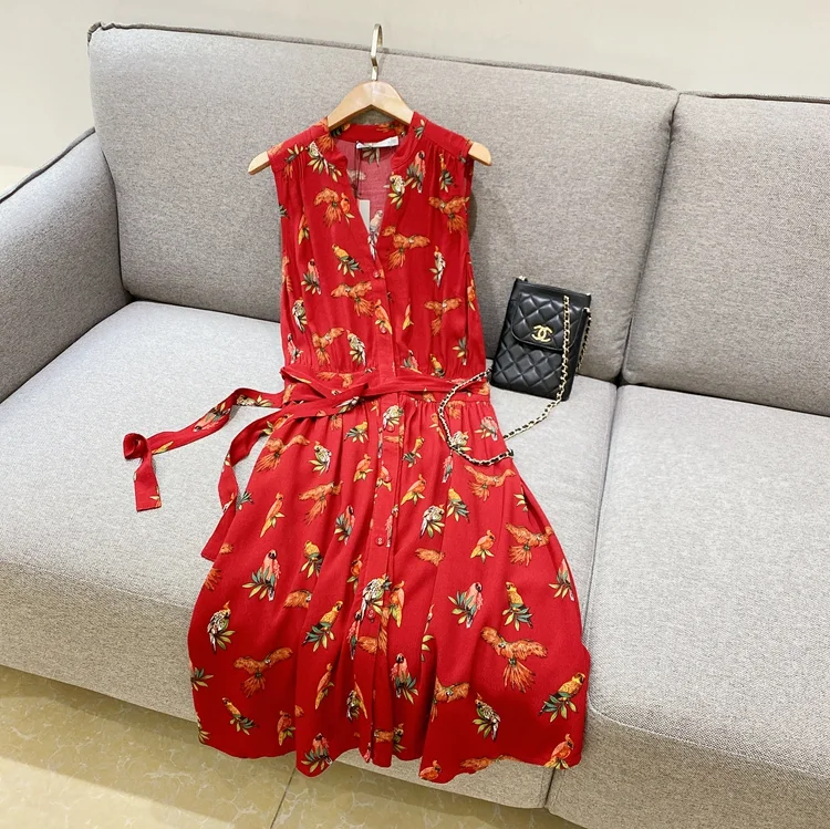 

Red Printing Woman Dress