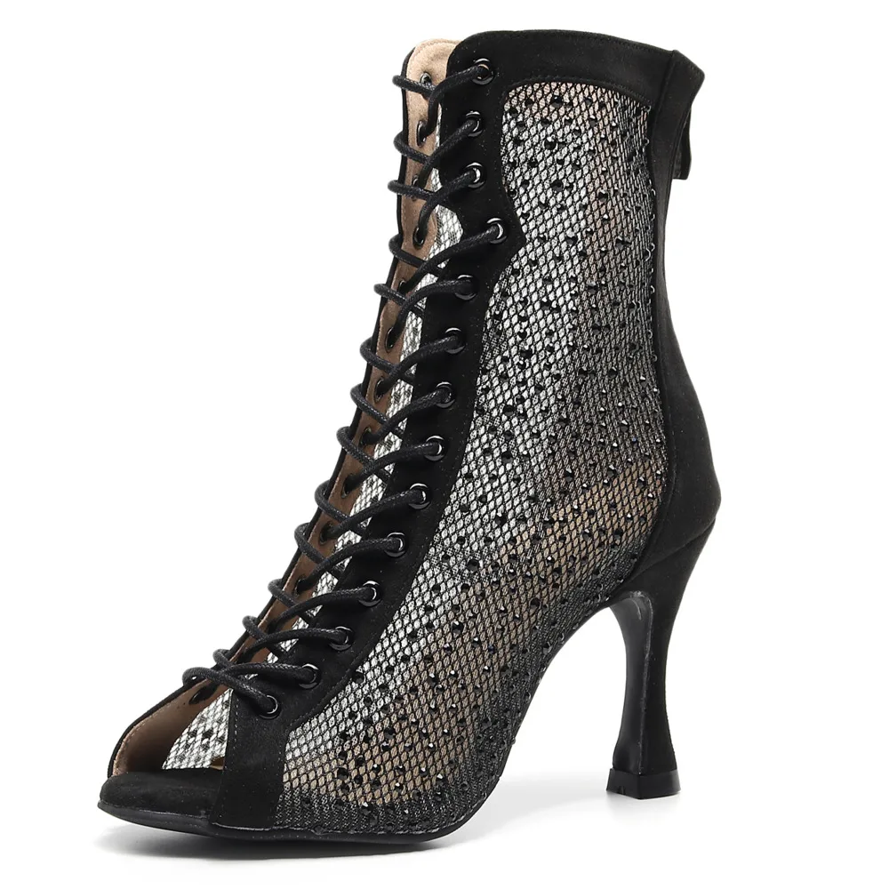 Женские бальные туфли для сальсы обувь латинских танцев черные уличные