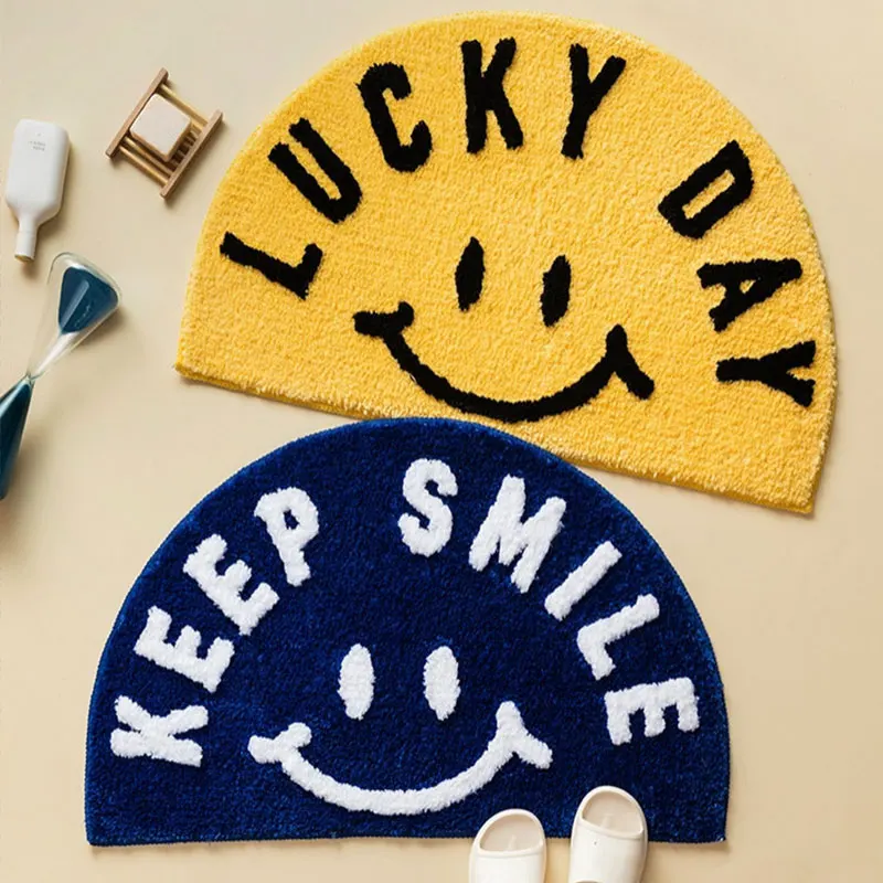 

Water-absorbent Smile Bathroom Carpet Microfiber Bathtub For Home Entrance Bedroom Kitchen Non-slip Mats Soft Foot Rugs Doormat