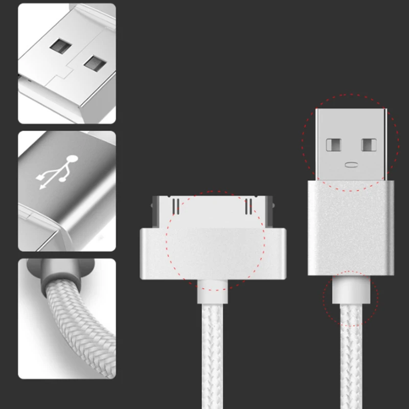 USB Cable Charge Fast Charging for iphone 4 s 4s 3GS 3G iPad 1 2 3 iPod Nano itouch 30 Pin Charger adapter Data Sync cord
