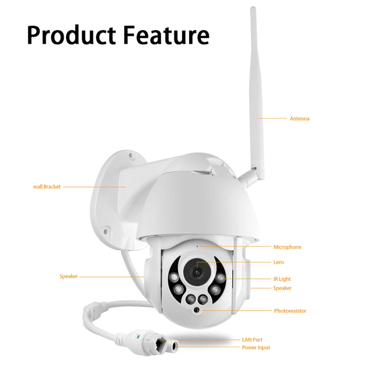 

1080P Security Camera 4X Digital Zoom 2MP Waterproof IP Camera Wifi Outdoor Security Camera Wireless Surveillance Camera DC-12V
