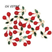 102050pcs enamel cherry charms for jewelry findings diy fruits pendants charms necklaces earrings accessories 1517mm