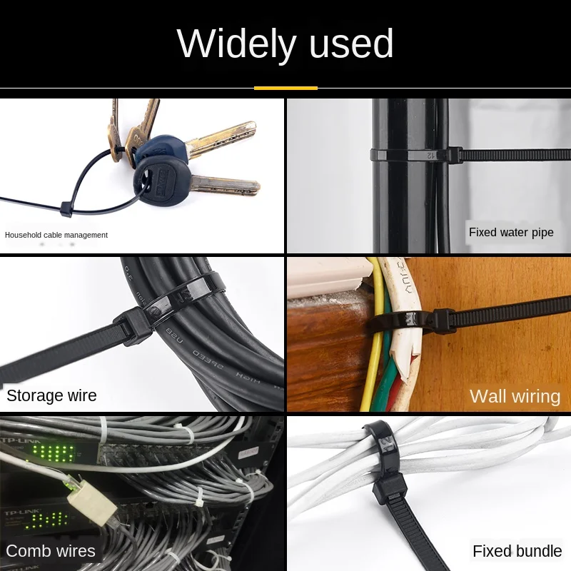 Самоблокирующиеся пластиковые нейлоновые стяжки 100 шт. белые 5*150 5*200 5*300 для