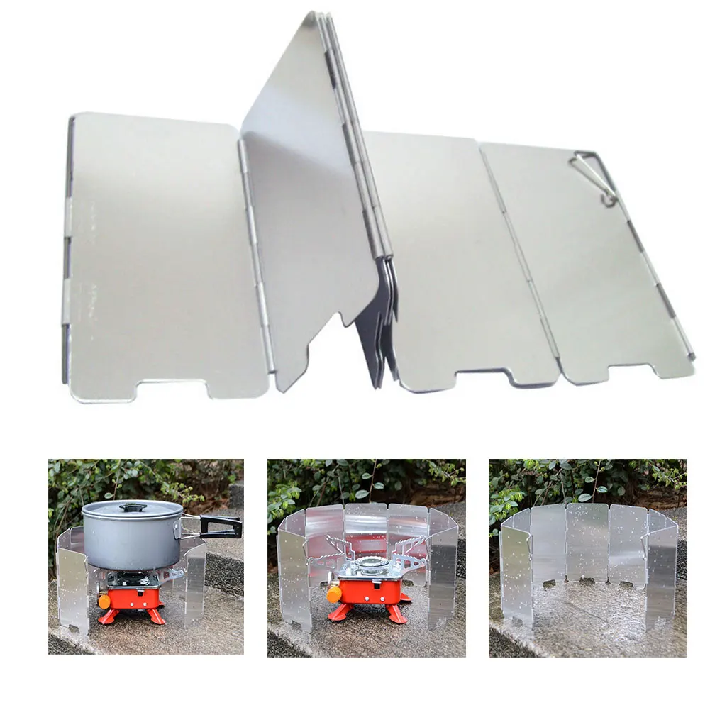 

Camping Stove Foldable Wind Screen Burner Wind Screen 9 Plates Cookware Gas Stove Wind Shield With Bag Outdoor Accessories