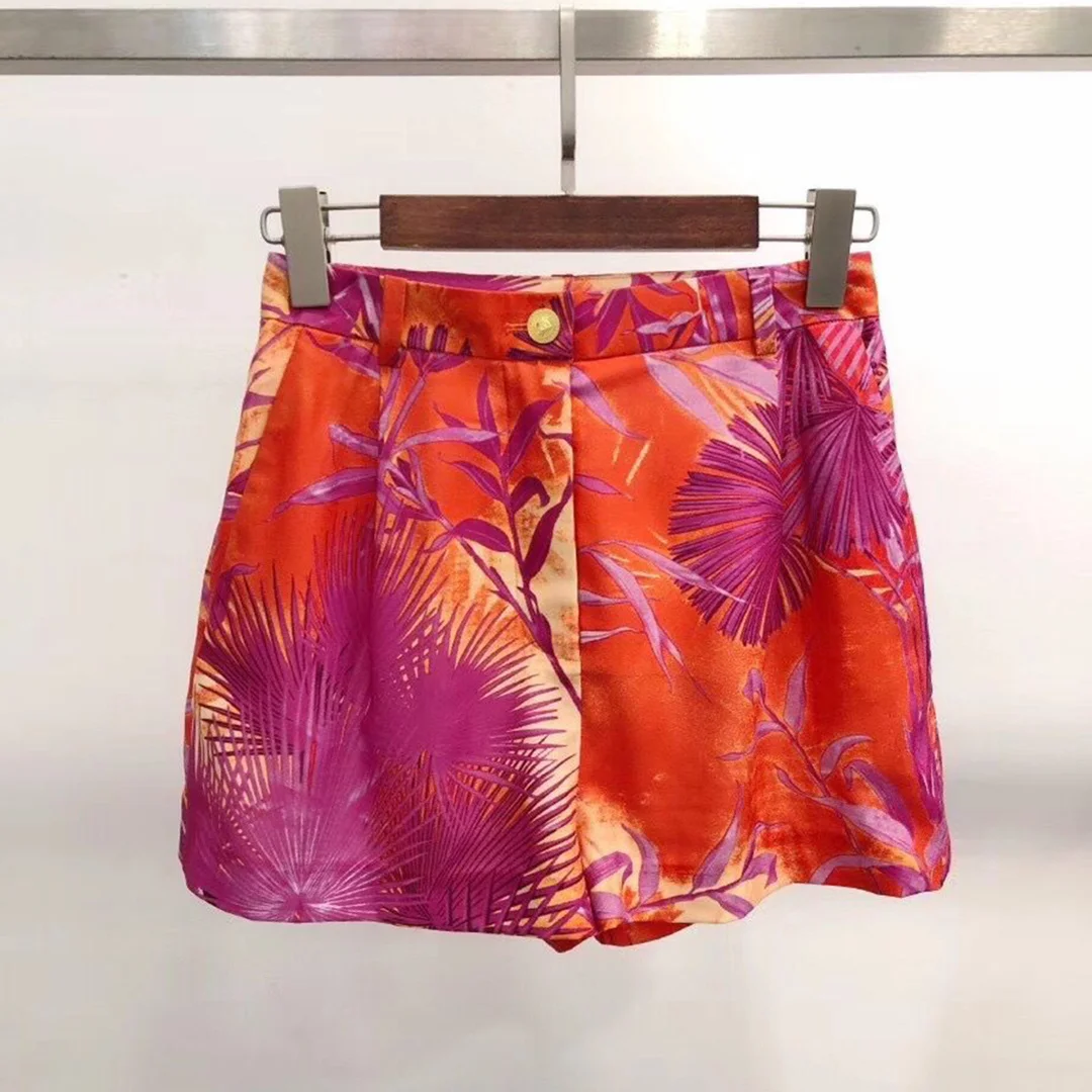 

luxury high-end summer vintage women new fashion beach style ethnic printing short shorts