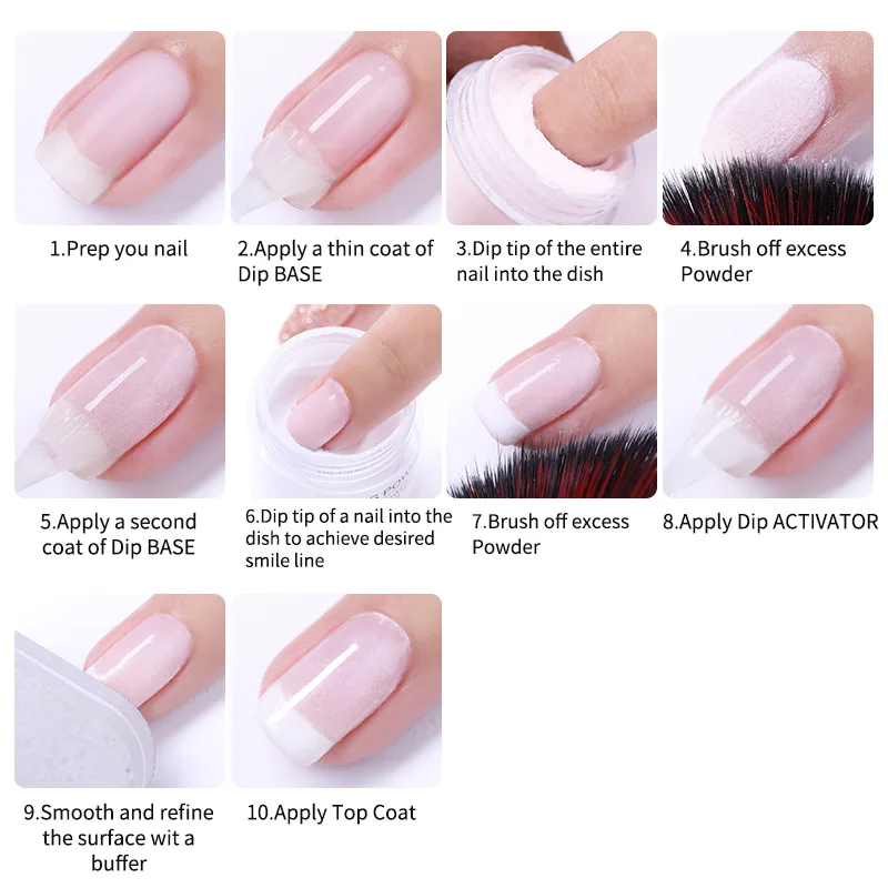 

Nail Gel Dip System Kit Base Top Coat Activator Nail Glitter Easy to Use Nail Dipping Powder Starter Kit