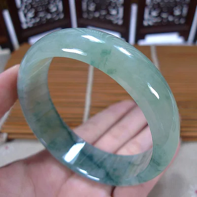 

zheru jewelry natural Burmese jade 54-64mm ice light green two-color bracelet elegant princess jewelry send mother to girlfriend
