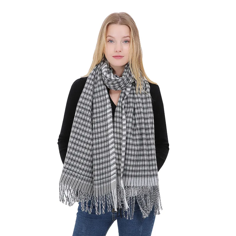 

Women's Fall Winter Scarf Wool Classic Tassel Plaid Scarves Cold Weather Warm Soft Large Blanket Wrap Shawl Scarves Bandana Lady