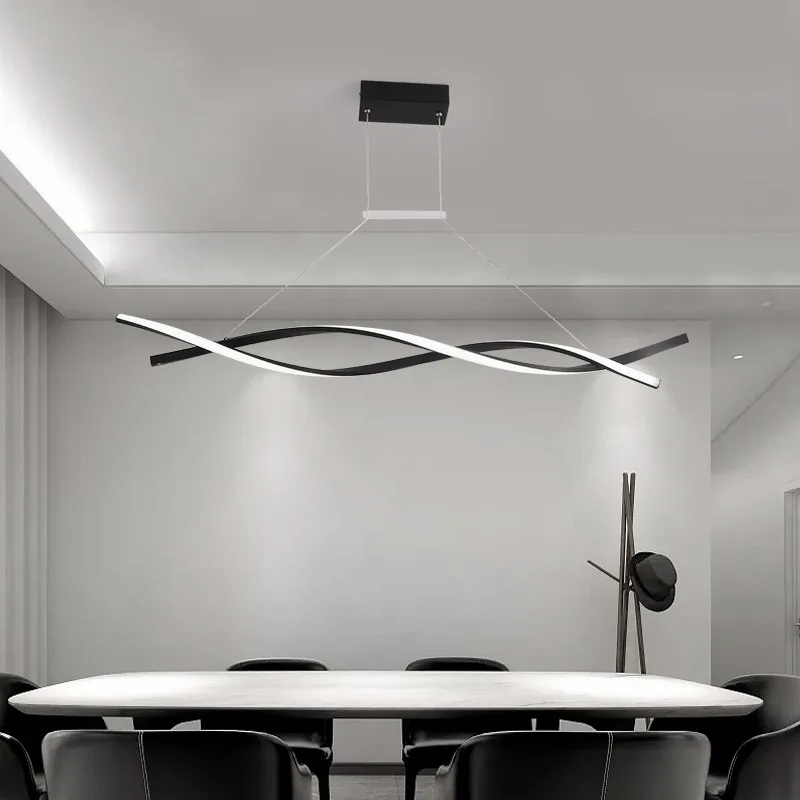 

Kobuc Aluminium Pendant Lights Modern Creative Hanging Light Black Gold Ceiling Suspension Light 36 38 46w for Dining Room