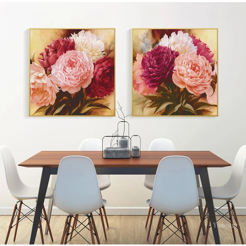 Романтические розовые пионы цветы холст Картины галерея Плакаты принты