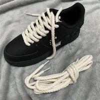 round shoe laces linen weave cotton shoelaces for sneakers canvas shoes accessories wear resistant shoelace shoestring