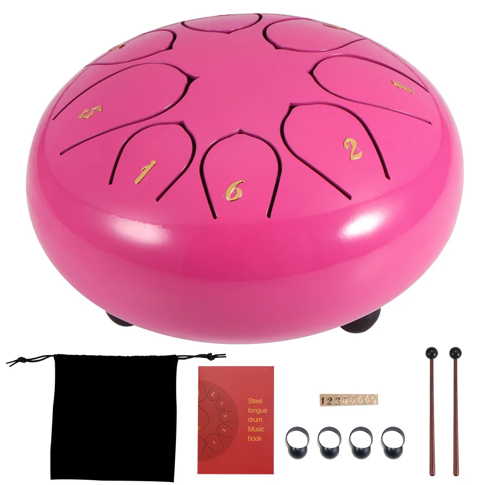 

6 Inch Steel Tongue Drum 8 Tune Hand Pan Drum Tank Hang Drum With Drumsticks Carrying Bag Percussion Instruments Performances