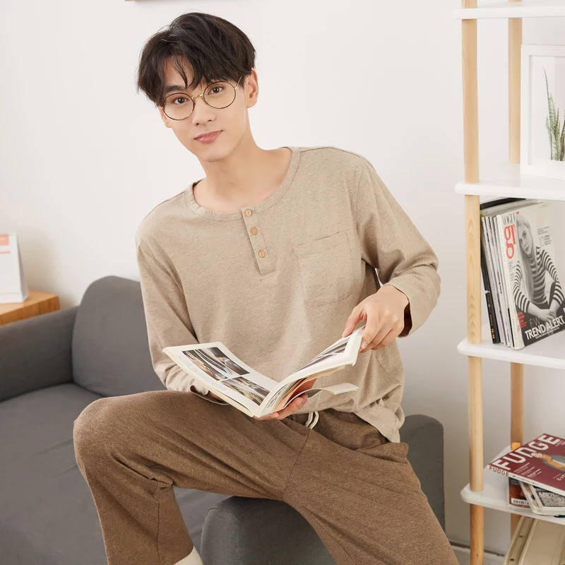 Metersbonwe хлопковые Пижамные комплекты для мужчин пижамы комфортное Мужское нижнее