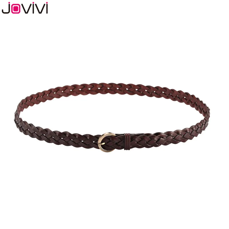 Jovivi 1x пояса из натуральной кожи женские плетеные ремни из воловьей кожи тонкие женские ремни для женщин джинсовое платье модный ремень подарок на день рождения