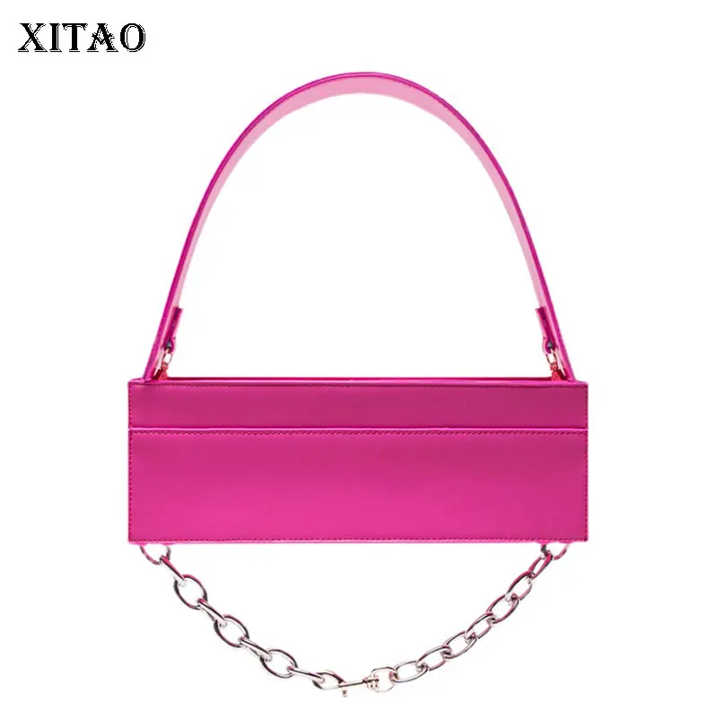 

XITAO Fashion Chain Splicing Shoulder Bags Personality Wide Shoulder Strap Baguette Underarm Bag New All-match Trendy GWJ2851