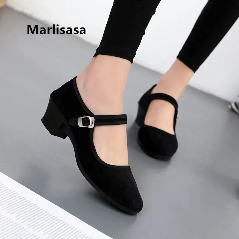 Zapatos De Mujer Women Cute Black Buckle Strap Heel Shoes Ladies Casual Ballet Dance Shoes Female Light Weight Comfy Shoes G5449