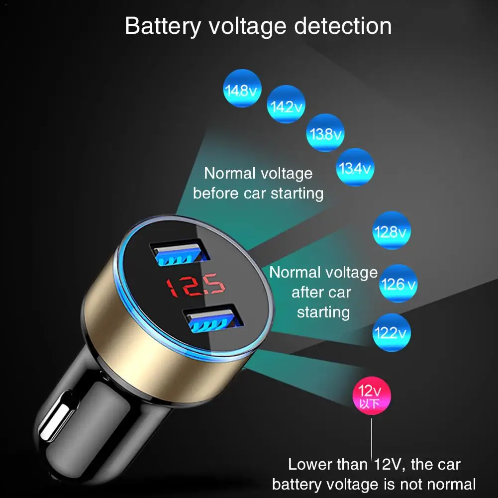 Автомобильное зарядное устройство с двумя портами USB Цифровое красным