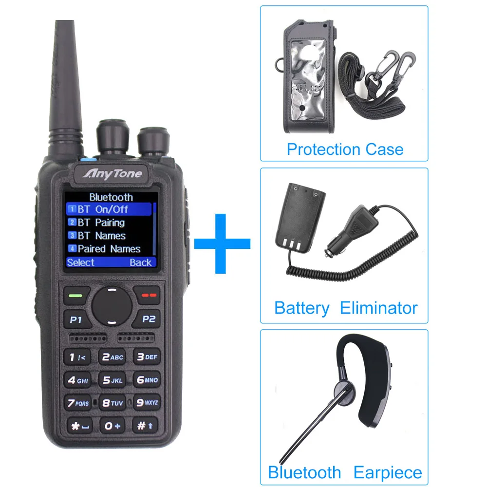 Anytone AT-D878UV Plus DMR Radio VHF 136-174MHz UHF 400-470MHz GPS APRS Bluetooth Walkie Talkie Ham Radio Station With a Cable