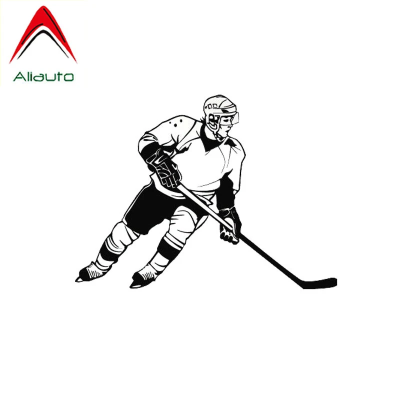 

Aliauto Fashion Car Stickers Ice Hockey Sports Waterproof Reflective Decal Automobile Accessories Black Silver,13cm*9cm