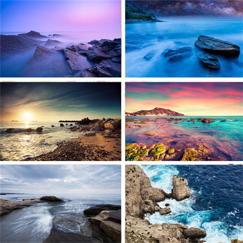 Фон для фотостудии природный пейзаж вид на море красные пляжные волны HD узор