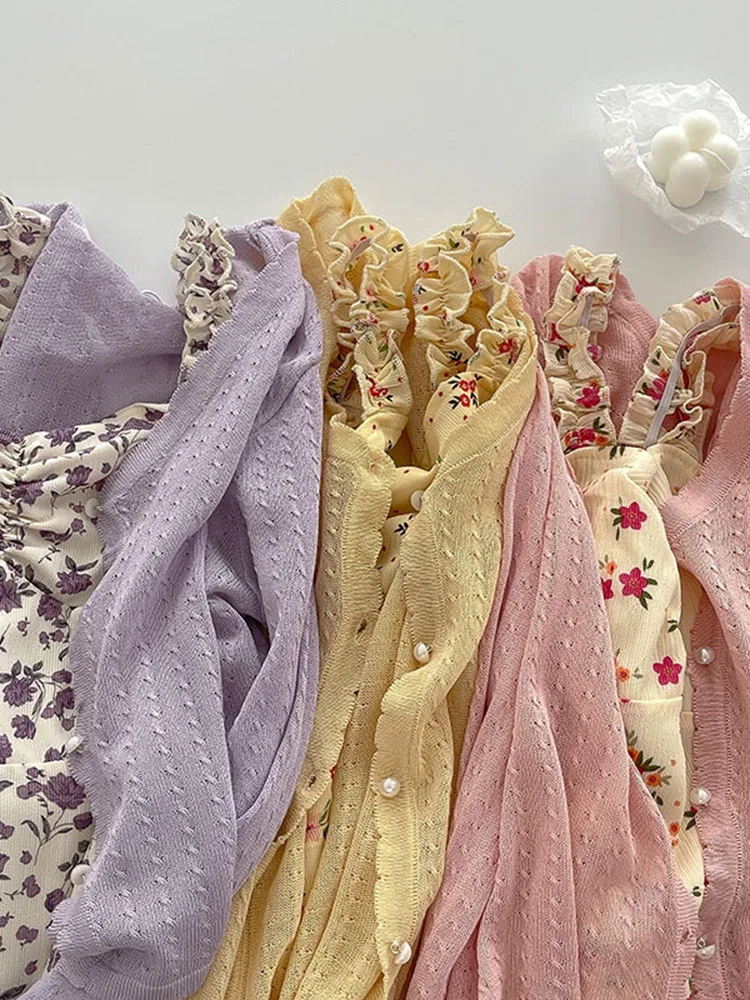 Korean Fashion Sleeveless Flower Midi Strap Dress Casual Sweet Sundresses for Women Summer 2022 Boho Beach Dress Ladies Elegant