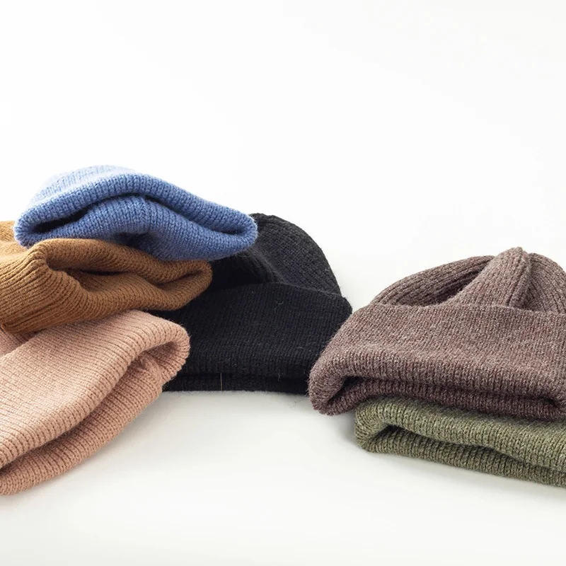 Однотонная Вязаная Шапка-бини из кашемира и хлопка для мужчин женщин модные