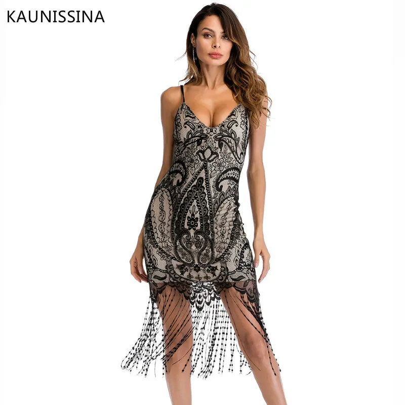 KAUNISSINA/женские пикантные тонкие бретельки, коктейльные платья, новое платье для выпускного вечера с открытой спиной и кисточками, платье с поясом Vestidos