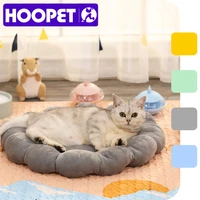 hoopet 4 colors flower shaped cat mat bed soft basket for dogs cute cat cushion indoor plush mat kitten puppy sleeping supplies