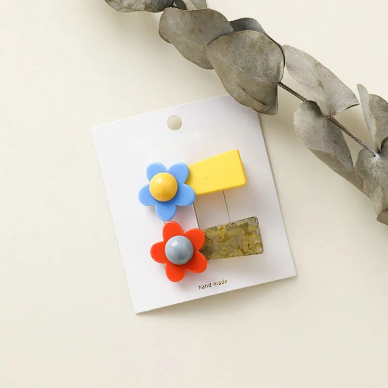 Милые мини-акриловые заколки для девочек детские цветочные защелки-фиксаторы