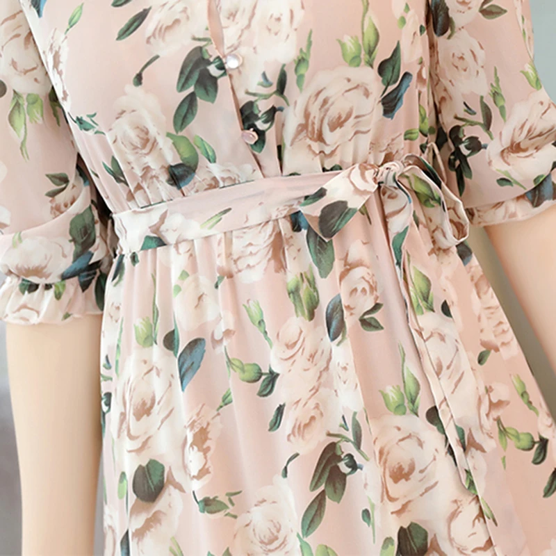 Летние Цветочный принт вечерние Женское платье длинное Boho в ретро стиле