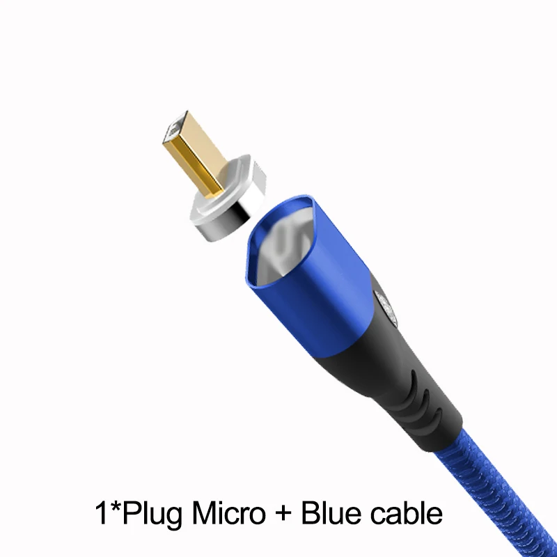 Blue For Micro IONCT Магнитный кабель 3A Быстрая зарядка для айфона IPad Xiaomi samsung Android магнитная зарядка телефон магнит зарядное устройство Micro USB type C провод для зарядки data - Цвет: Blue For Micro
