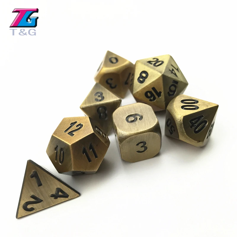 Высококачественные Новые металлические 7 игральных костей d4 d6 d8 d10 d % d12 d20 для