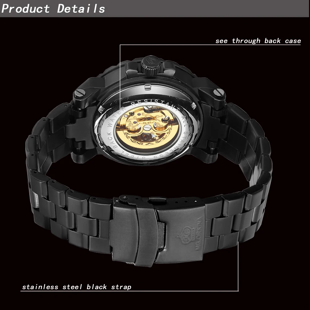 Reloj Hombre бренд Orkina НОВЫЙ Скелет Мужские автоматические механические часы из