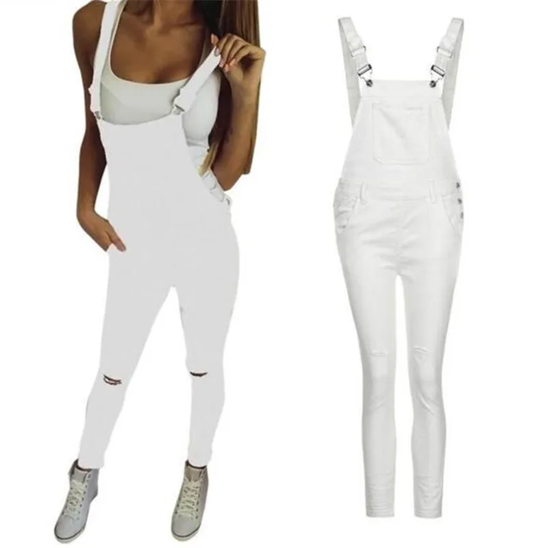 

GAOKE 2021 New Lady Blue Denim Overalls Jumpsuit Rompers Belted Hole Hollow Out Pocket Women Casual Fashion Female Pants Hot
